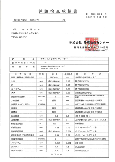 水質検査成績表